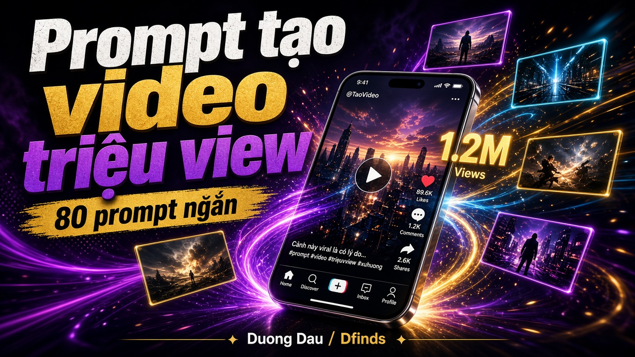 Cover of Prompt tạo video triệu view — 80 prompt ngắn